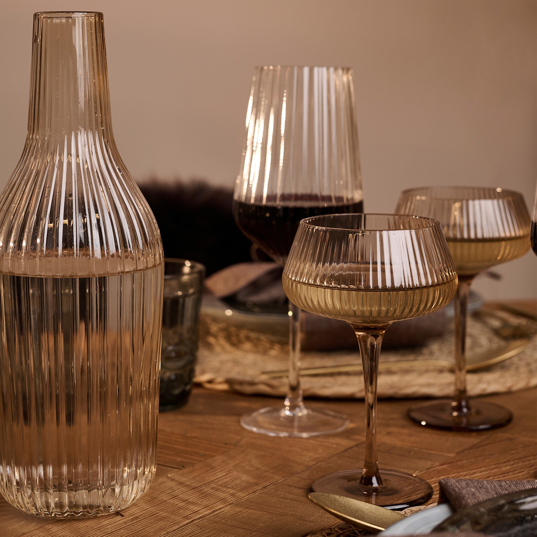 Ribbed champagneskål